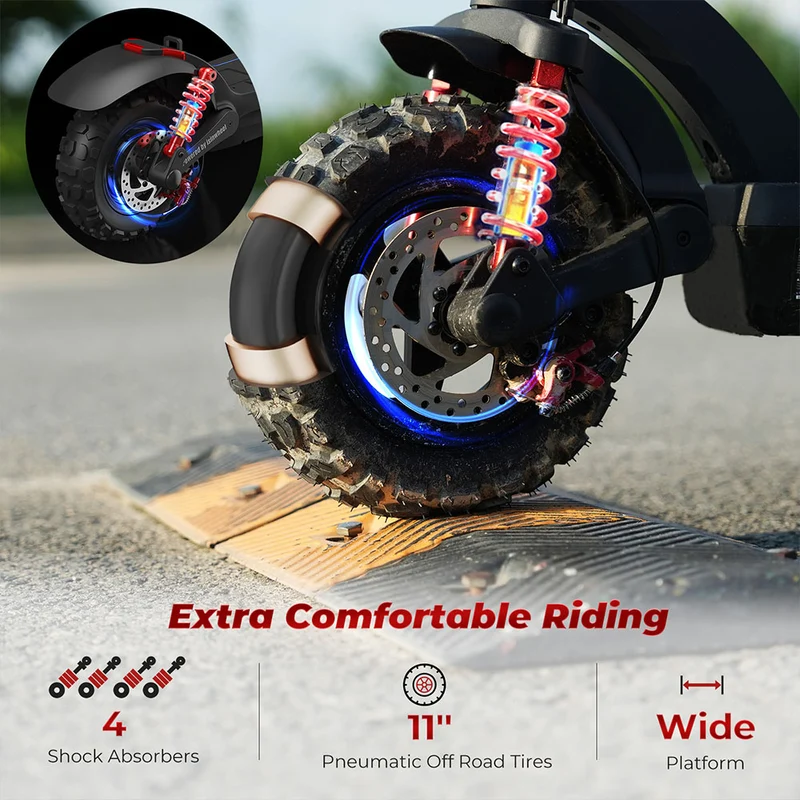 isinwheel GT2 Electric Scooter 11" Off-road Tires 800W Motor 48V 15Ah Battery
