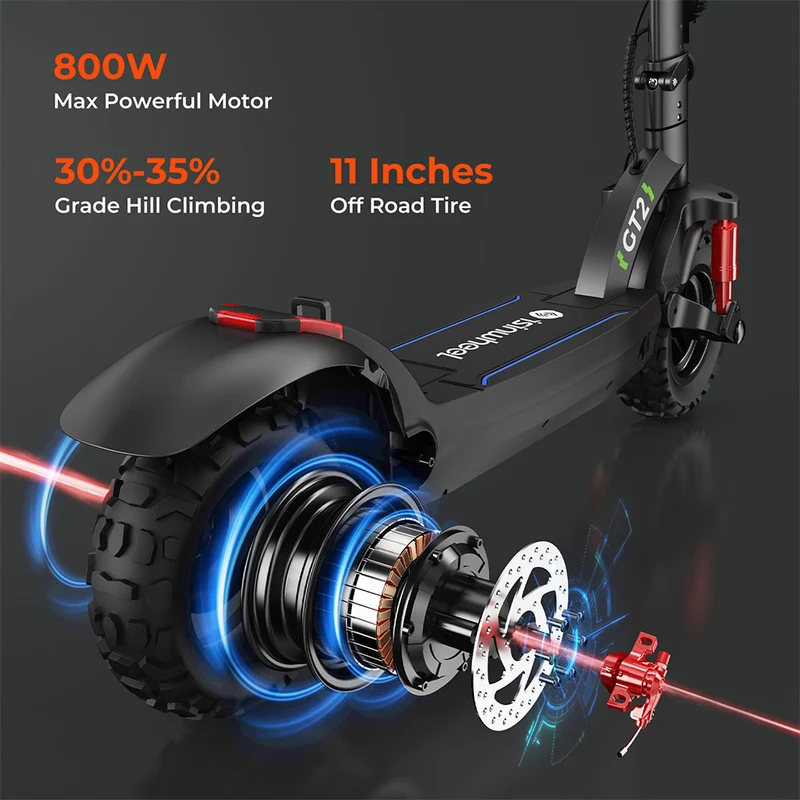 isinwheel GT2 Electric Scooter 11" Off-road Tires 800W Motor 48V 15Ah Battery