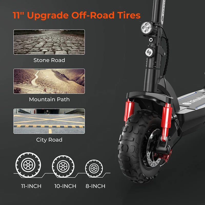 isinwheel GT2 Electric Scooter 11" Off-road Tires 800W Motor 48V 15Ah Battery
