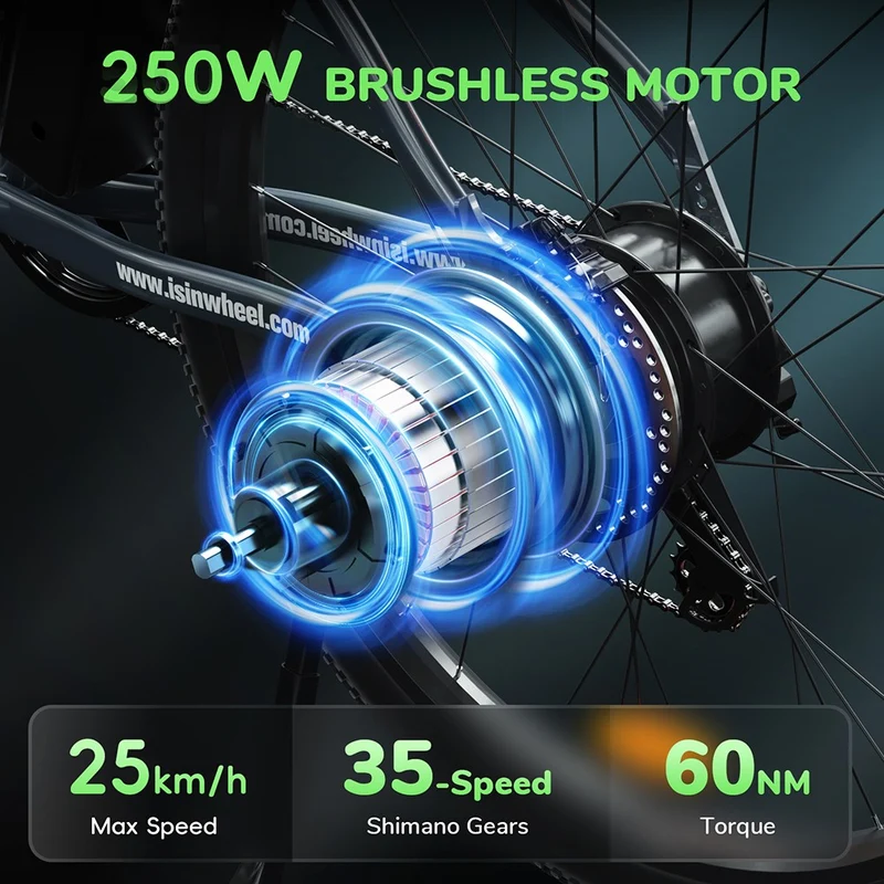 isinwheel M10 Electric Bike 26" Tires 250W Motor 36V 10.4Ah Battery