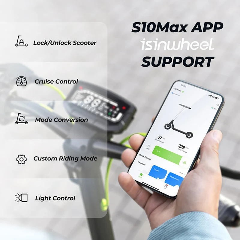 iSinwheel S10MAX Electric Scooter 10" Off-road Tires 1000W Motor 48V 15Ah Battery