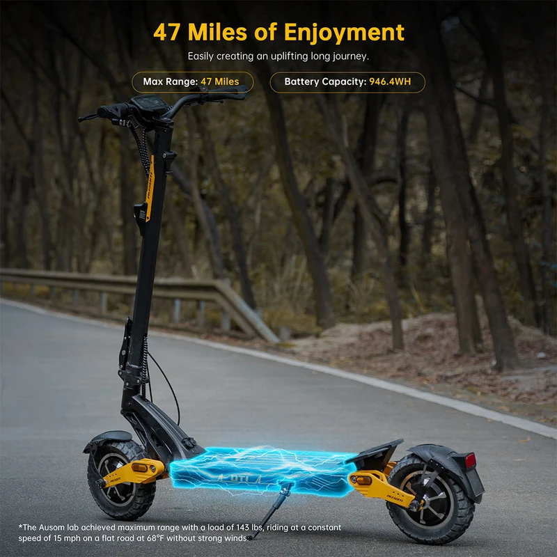 Ausom Leopard DT1 Electric Scooter with NFC 10" Tires 1000W Motor 52V 18.2Ah Battery