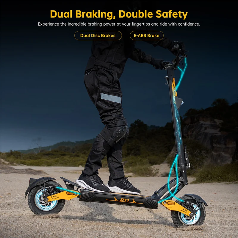 Ausom Leopard DT1 Electric Scooter with NFC 10" Tires 1000W Motor 52V 18.2Ah Battery