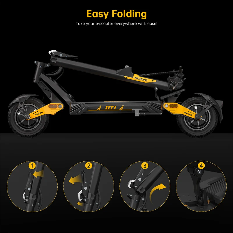 Ausom Leopard DT1 Electric Scooter with NFC 10" Tires 1000W Motor 52V 18.2Ah Battery
