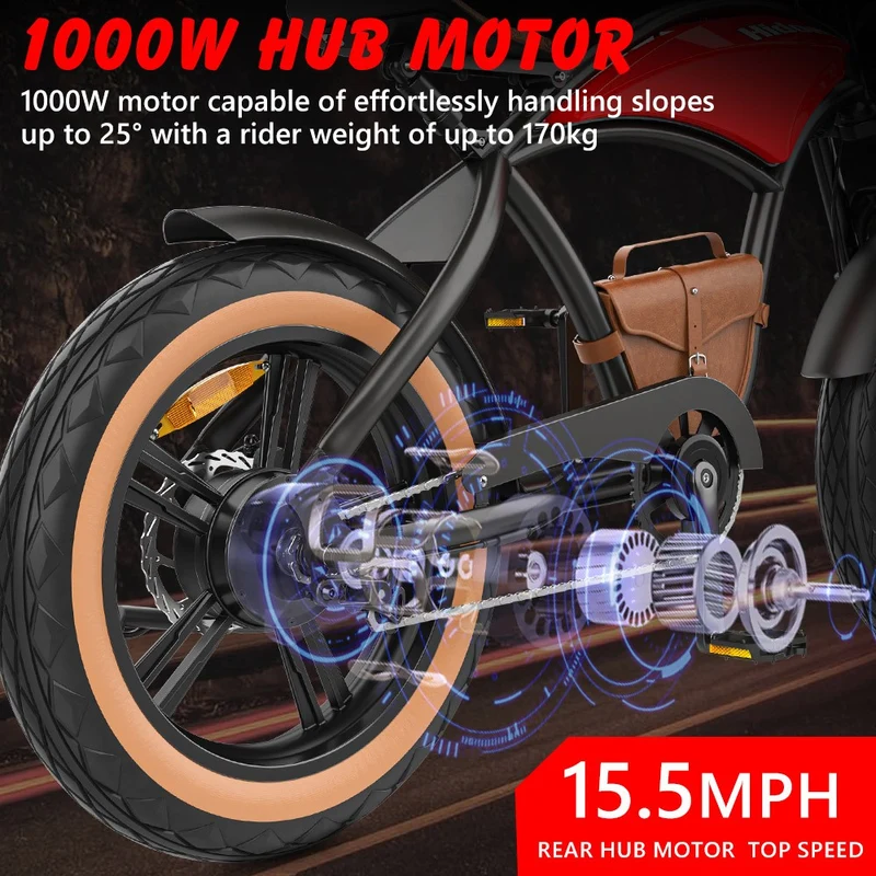Hidoes B10 Electric Dirt Bike 20" Fat Tires 1000W Motor 48V 12.5Ah Battery