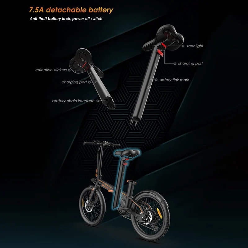 KuKirin V2 Electric City Bike 20" Tires 250W Motor 36V 7.5Ah Battery