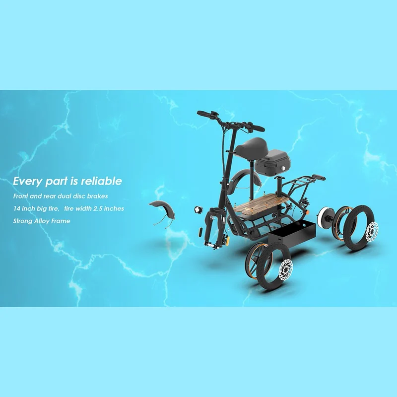 KuKirin C1 Pro Electric Scooter with Seat 14" Off-Road Tires 500W Motor