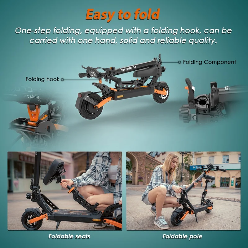 KuKirin G2 Pro Electric Scooter with Seat 9" Tires 600W 48V 15.6Ah Battery