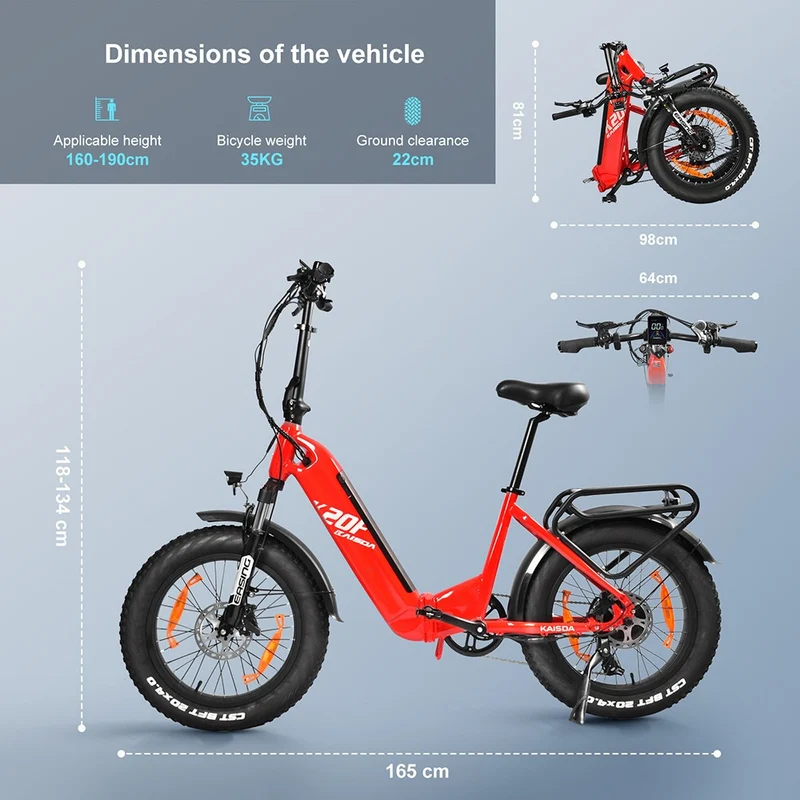 Kaisda K20F Electric Bike 20" Tires 250W 36V 25Ah Battery