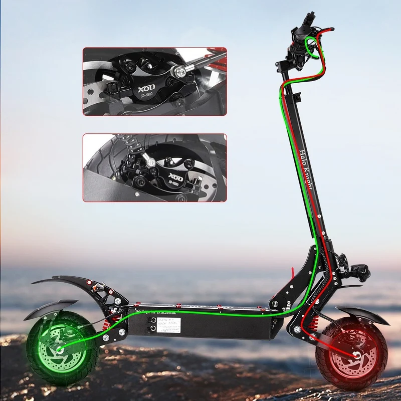 Halo Knight T108 Electric Scooter 10" Tires Dual 1000W Motors 52V 28.8Ah Battery