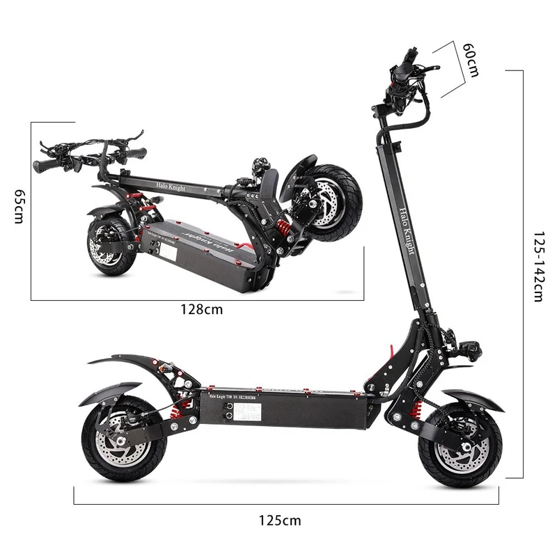 Halo Knight T108 Electric Scooter 10" Tires Dual 1000W Motors 52V 28.8Ah Battery