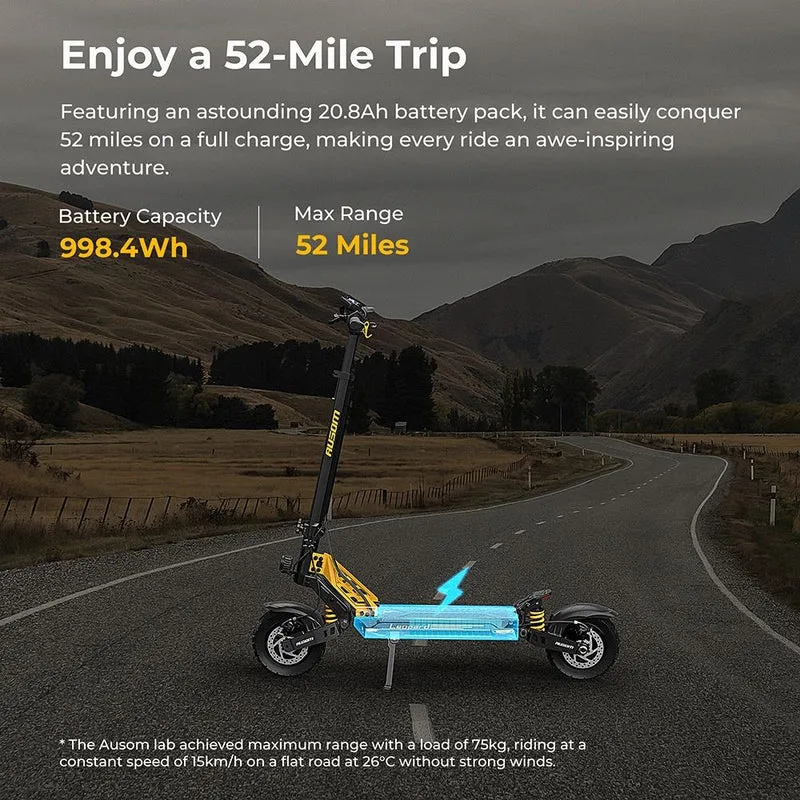 Ausom Leopard Electric Scooter with Seat 10" Tires 1000W 48V 20.8Ah Battery