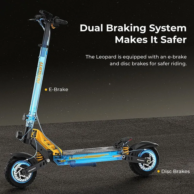 Ausom Leopard Electric Scooter with Seat 10" Tires 1000W 48V 20.8Ah Battery