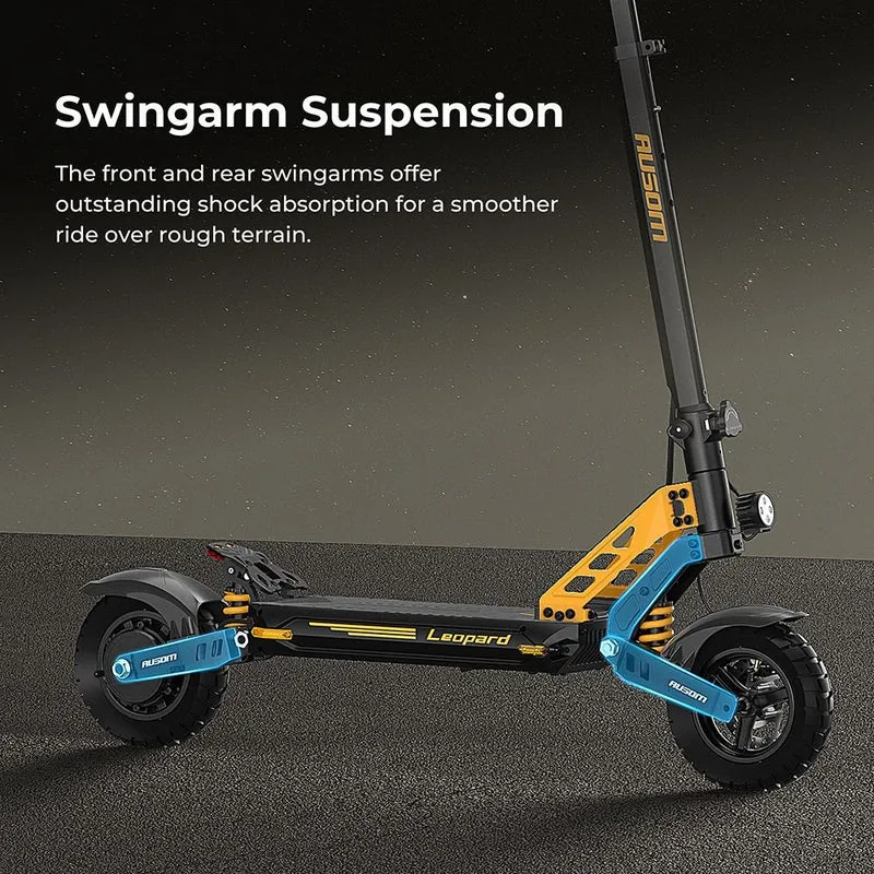 Ausom Leopard Electric Scooter with Seat 10" Tires 1000W 48V 20.8Ah Battery