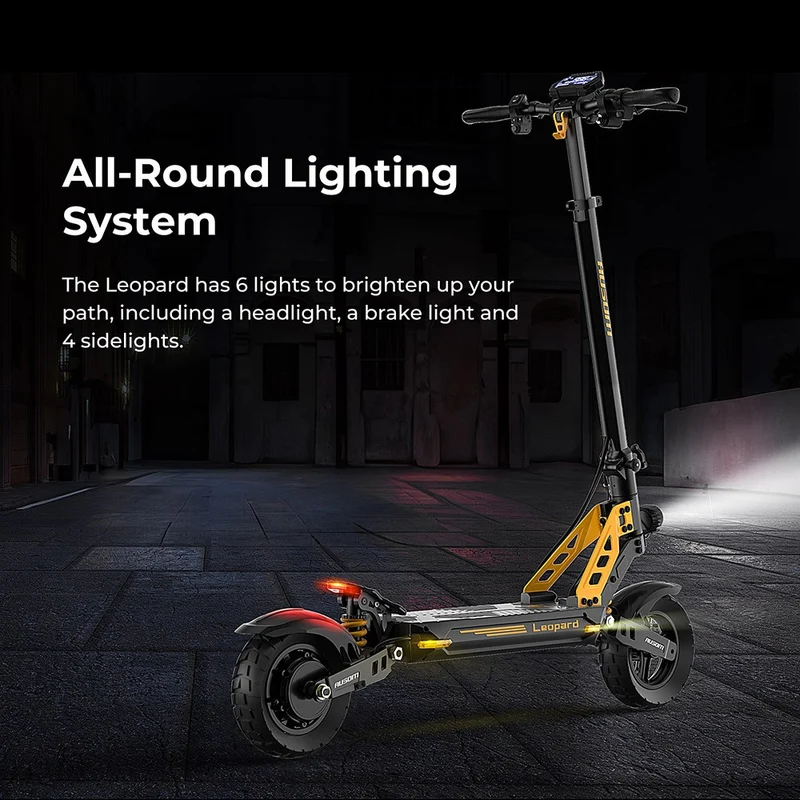 Ausom Leopard Electric Scooter with Seat 10" Tires 1000W 48V 20.8Ah Battery