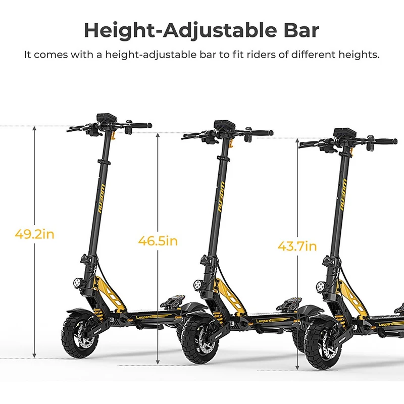 Ausom Leopard Electric Scooter with Seat 10" Tires 1000W 48V 20.8Ah Battery