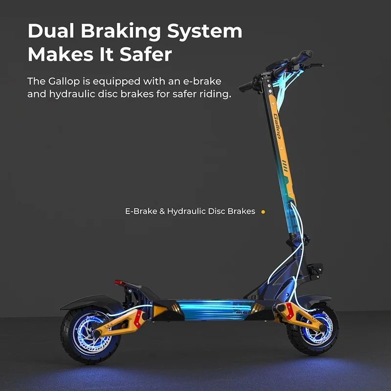Ausom Gallop Electric Scooter 10" Tires Dual 1200W Motors 52V 23.2Ah Battery