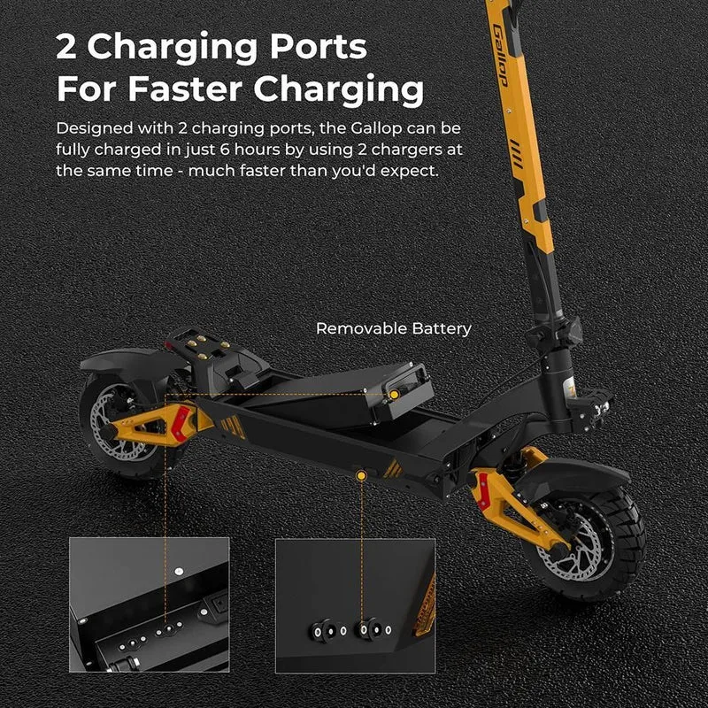 Ausom Gallop Electric Scooter 10" Tires Dual 1200W Motors 52V 23.2Ah Battery