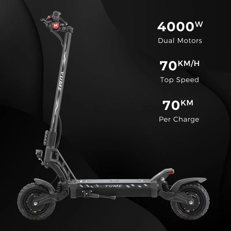 YUME HAWK Electric Scooter 10" Tires Dual 1200W Motors 60V 22.5Ah Battery
