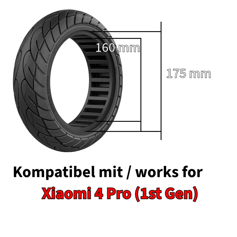 Xiaomi 4 Pro (1st Gen) Vollgummireifen 60/70-7 Schwarz Aftermarket Ersatz