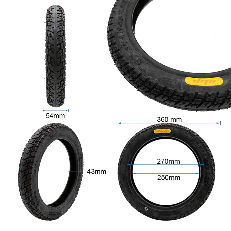 Ewheel Fahrradreifen 14x2.125 Zoll (57-254) Tubeless Offroad + Ventil
