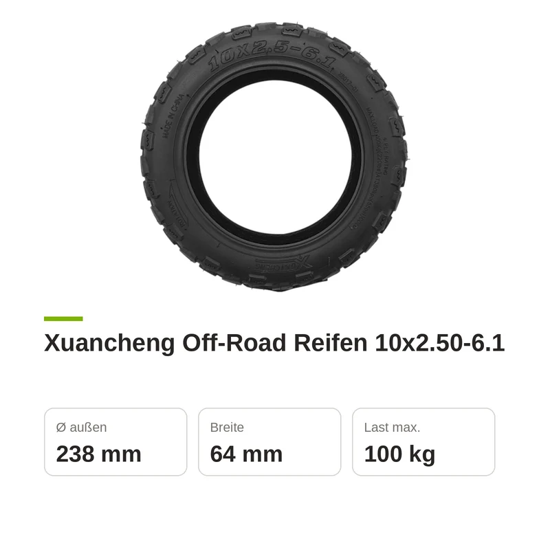 Off-Road Reifen 10x2.50-6.1 (Felge 6,1 Zoll) Xuancheng