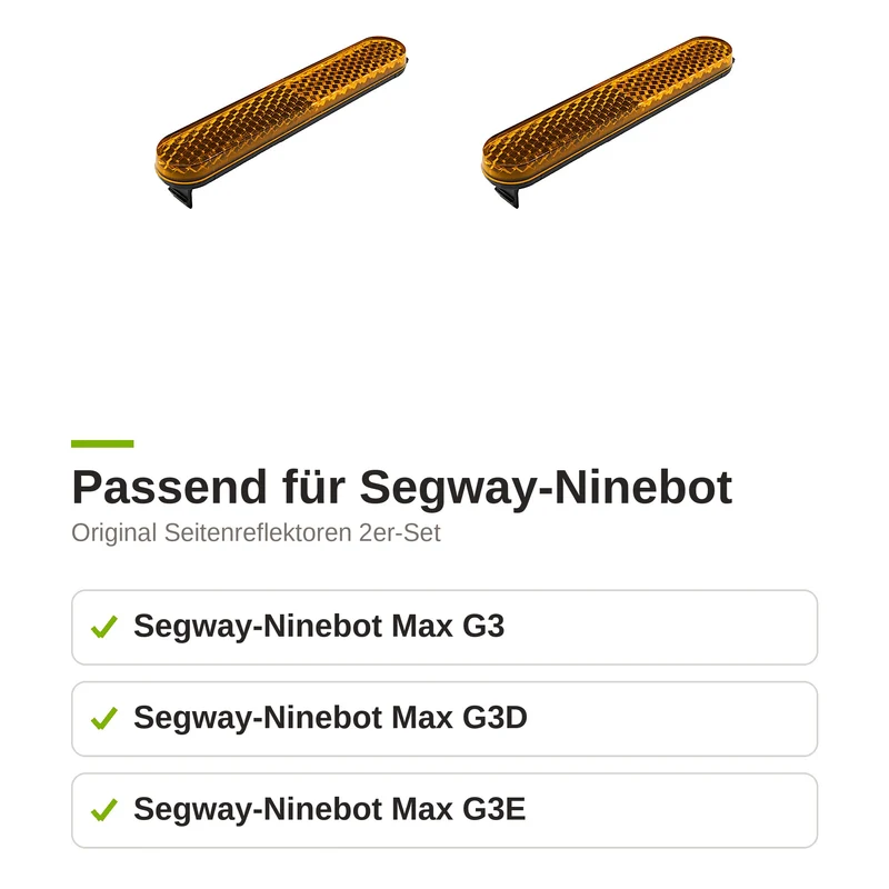 Original Seitenreflektoren 2er Set für Segway Ninebot Max G3 G3D E-Scooter Gelb