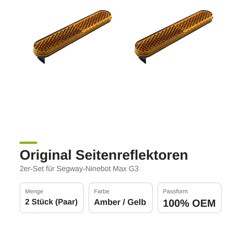 Original Seitenreflektoren 2er Set für Segway Ninebot Max G3 G3D E-Scooter Gelb