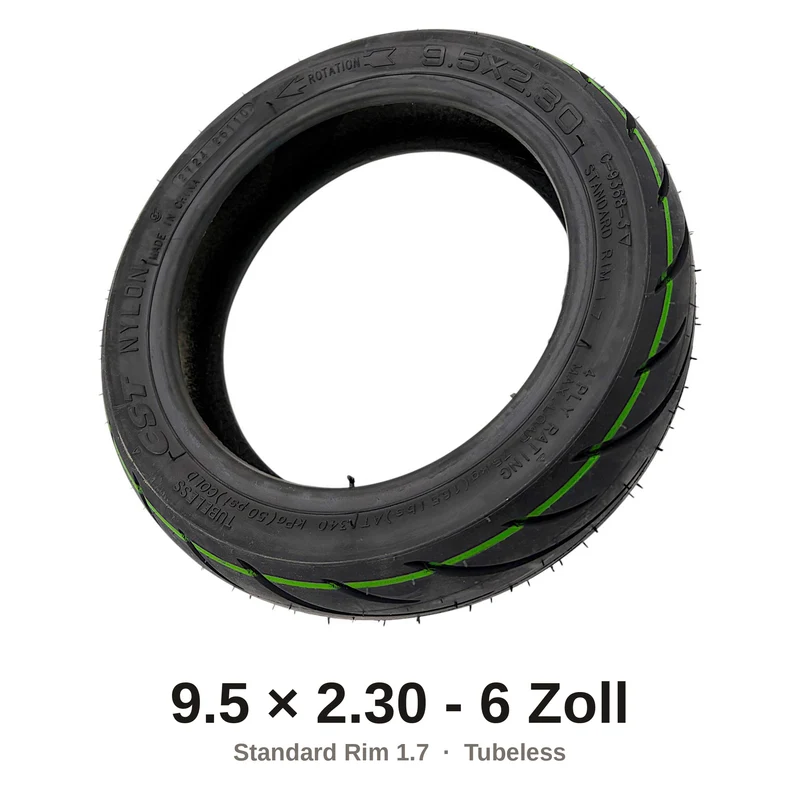 CST 9,5x2,3-6 Zoll Tubeless Reifen mit Ventil Set für Niu KQi Air & KQi 100