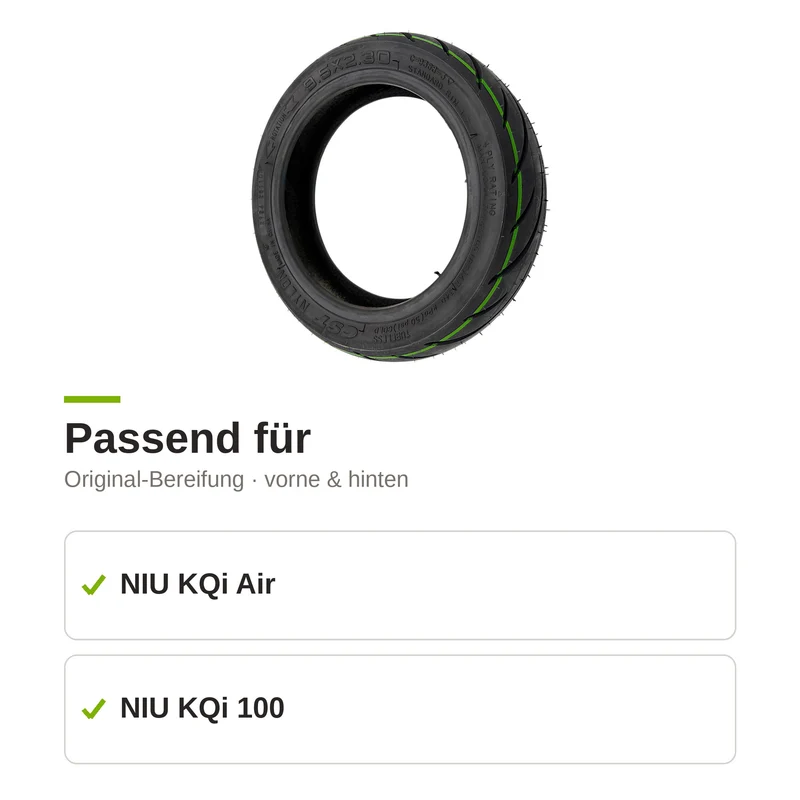 CST 9,5x2,3-6 Zoll Tubeless Reifen mit Ventil Set für Niu KQi Air & KQi 100