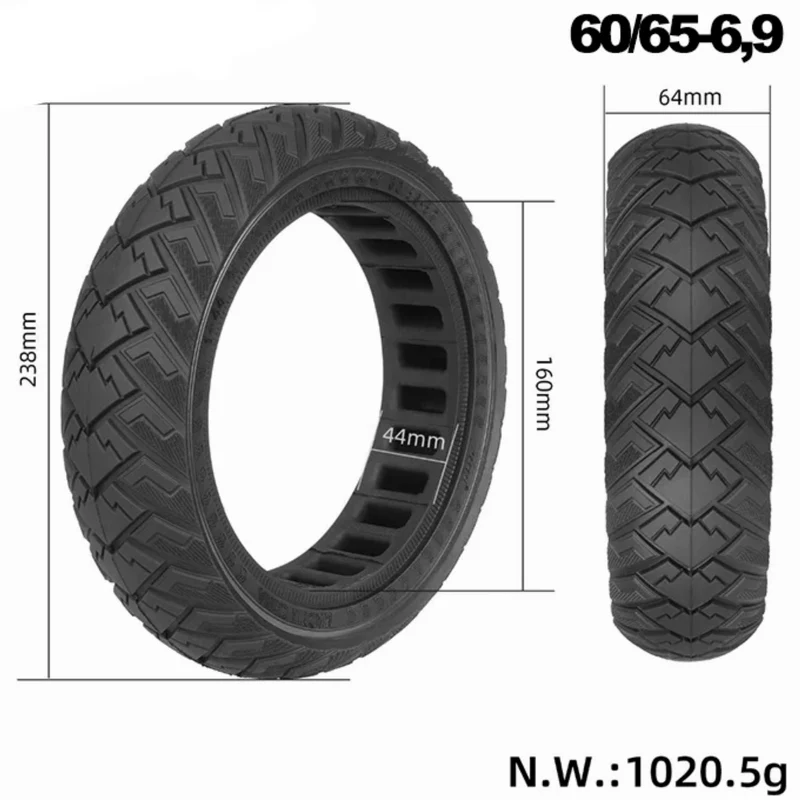 Ninebot E3 Pro Vollgummireifen Hinterrad 60/65-6.9 Schwarz ULIP