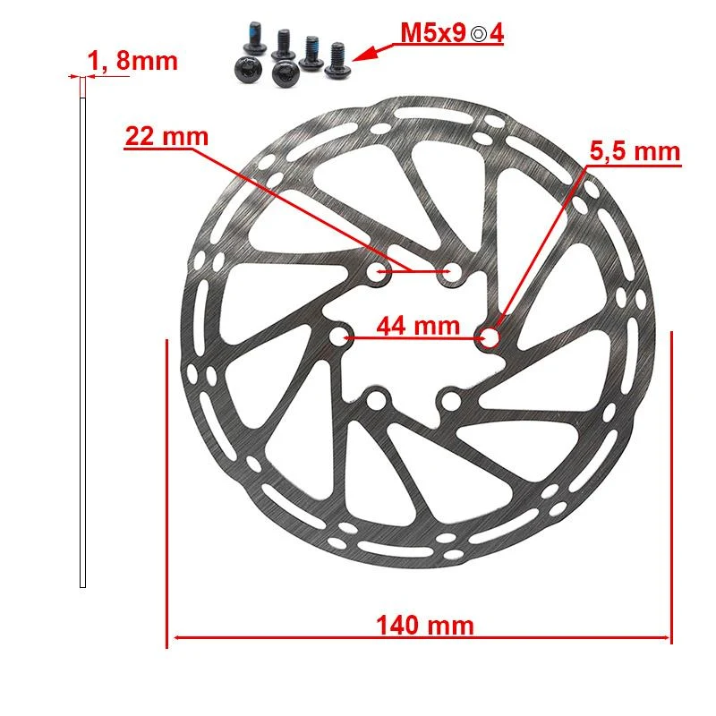 140mm Bremsscheibe 6-Loch mit Schrauben für Kukirin G4