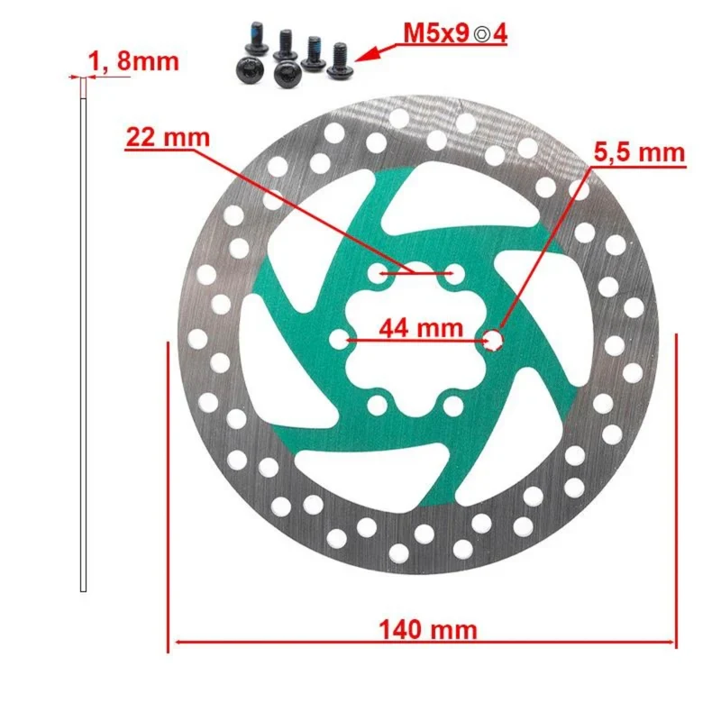 Bremsscheibe 140mm 6 Loch grün für E Scooter Aftermarket