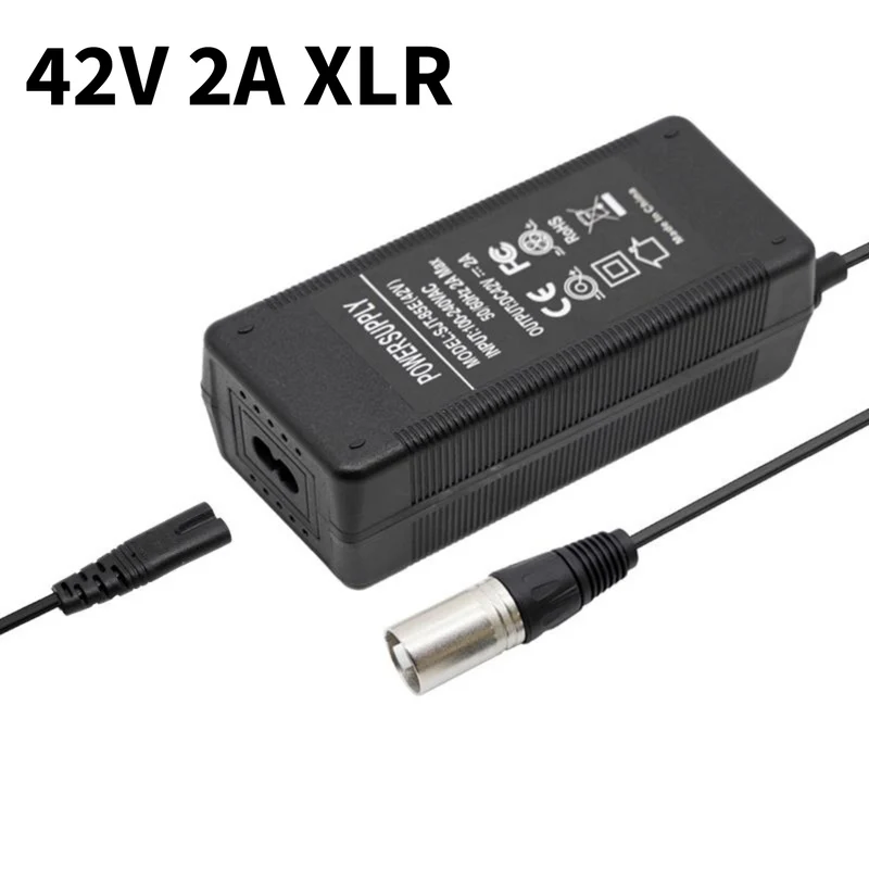 Ladegerät Netzteil 42V 2A XLR Anschluss mit Netzkabel Aktive Kühlung