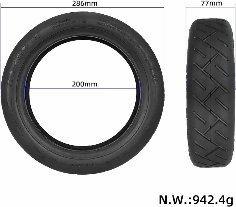 CST 60/90-8 Schlauchloser Reifen 8 Zoll Felge mit Ventil Set