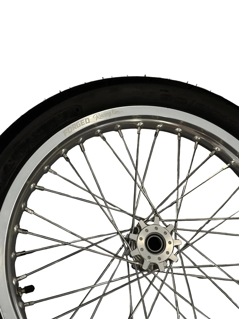 Surron Light Bee X / E-Ride Pro Supermoto Wheelset (Thick/Wide) - Chrome Silver / Gloss Black