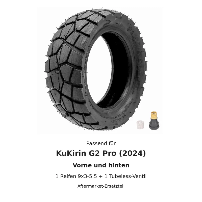 Reifen 9x3-5.5 mit Ventil für KuKirin G2 Pro 2024 vorne hinten