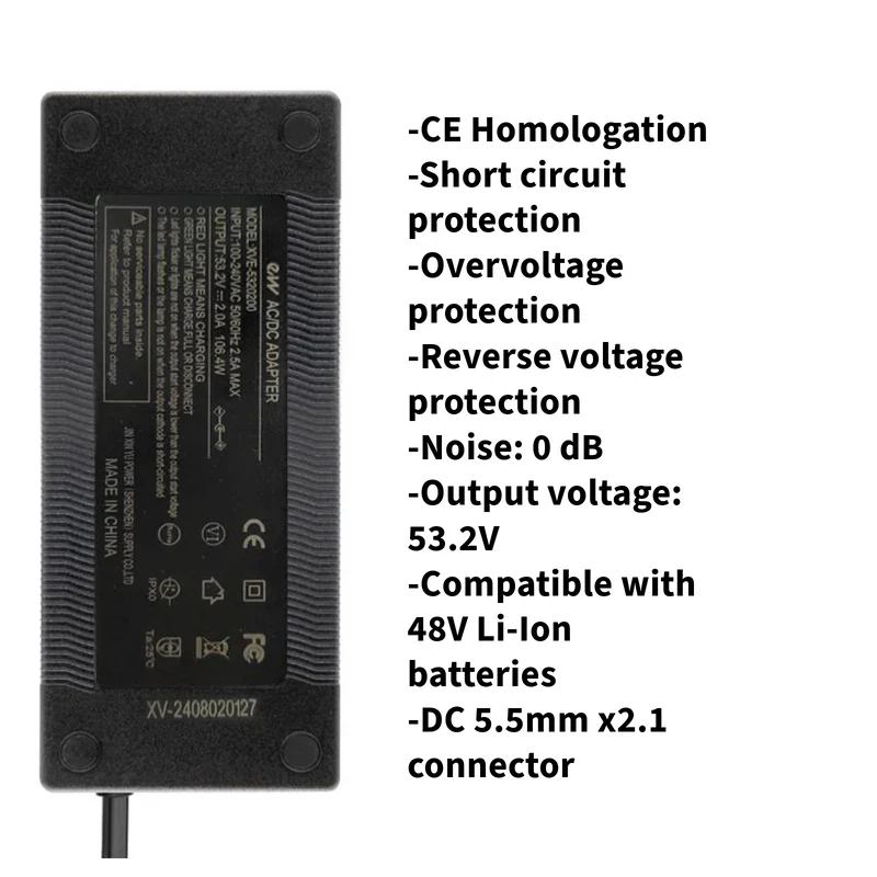 Wizzard 2.5 Plus Ladegerät 54.6V 2A 5,5x2,1 mm Premium Ersatz für 48V Akku