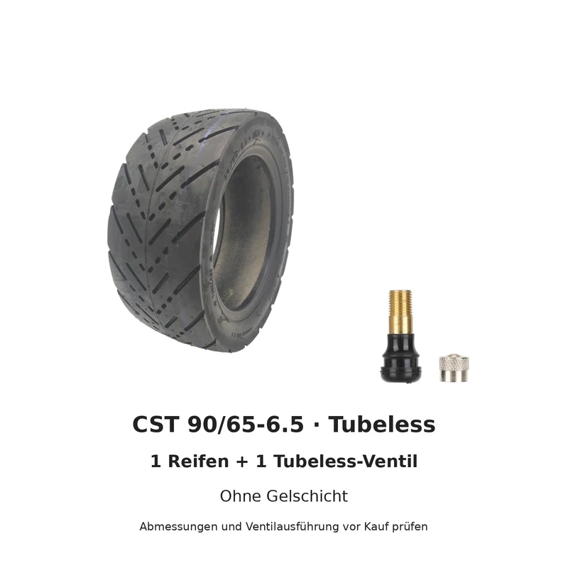 CST Reifen 11x3 (90/65-6.5) Tubeless ohne Gel mit Ventil OEM