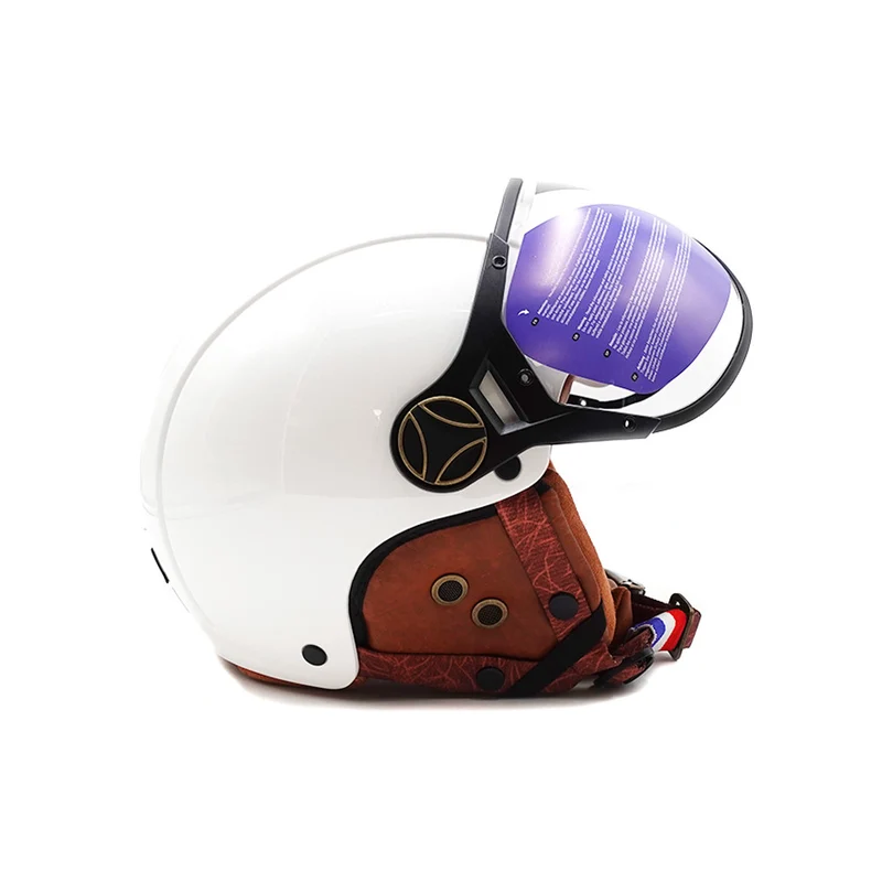 Casque JET blanc brillant (taille XS à XXL) (XL)