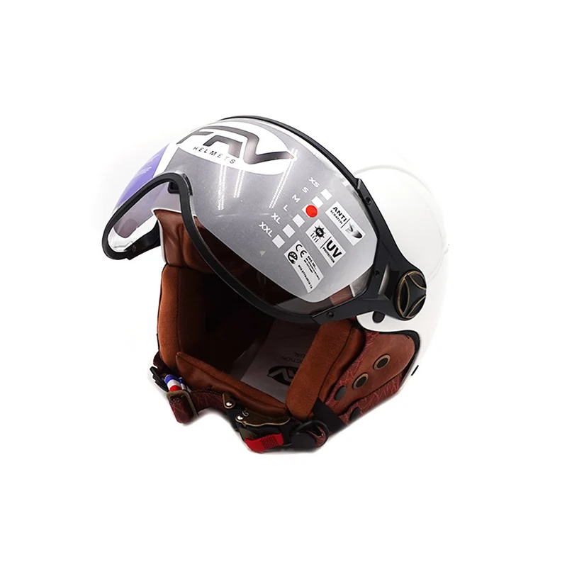 Casque JET blanc brillant (taille XS à XXL) (L)