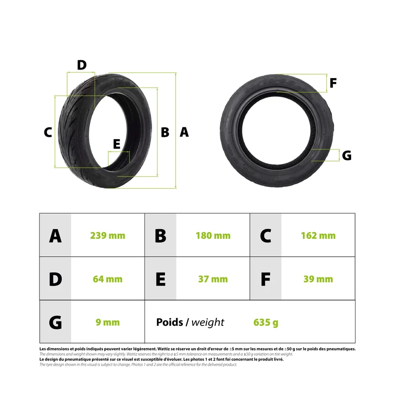 Pneu 60/70-6.5 tubeless Xiaomi Scooter 5