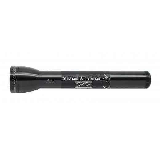 ML300L LED 3-Cell D Flashlight - Black - Custom Engraving
