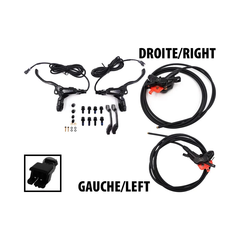 Kit freins hydrauliques 4 pistons FRV connecteur SM (1x AR gauche / AV droite + 1x AR droite /AV gauche)