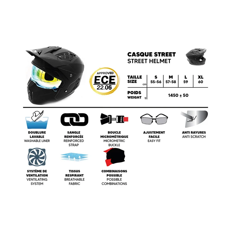 Casque Street FRV Noir Mat