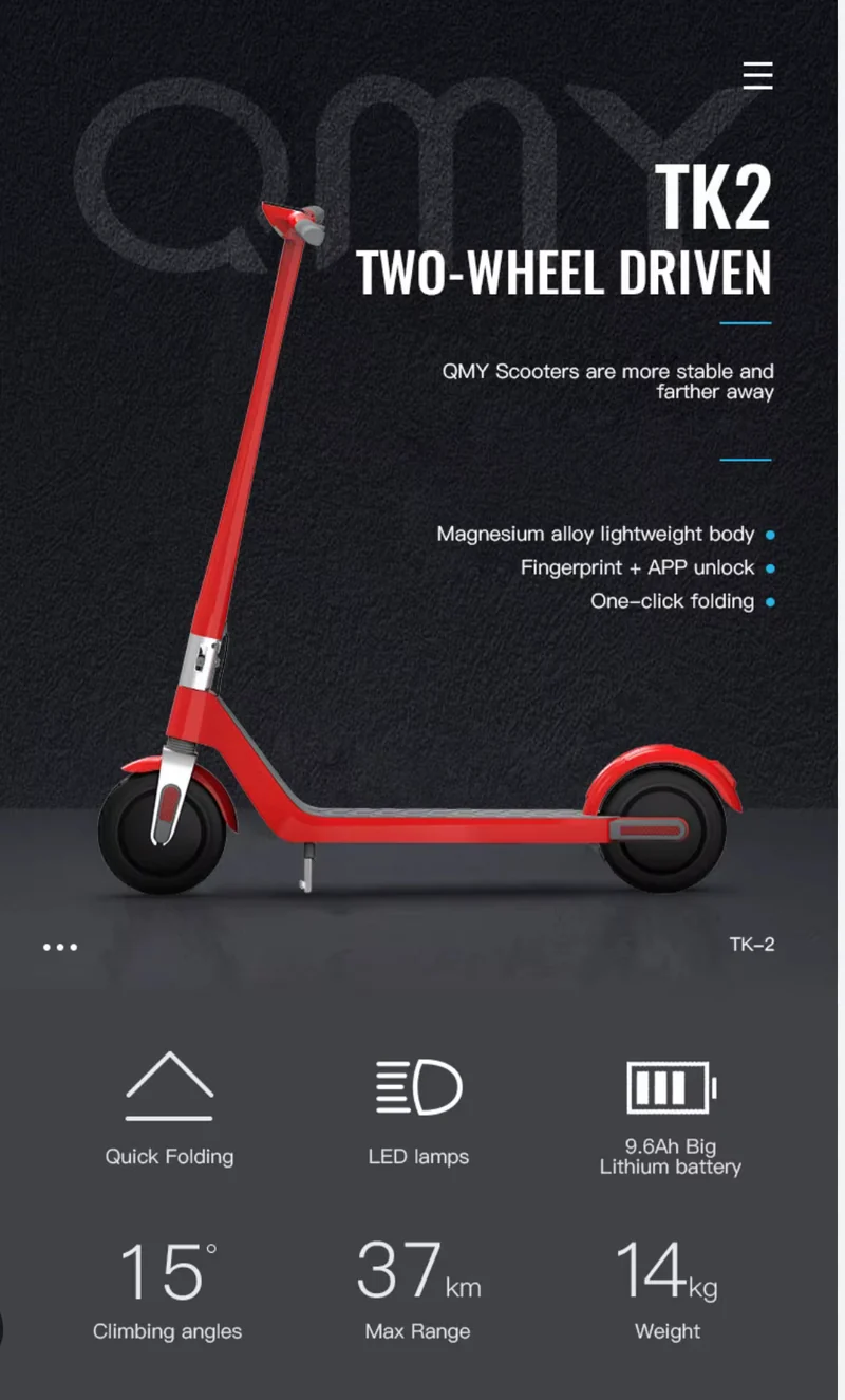 QMY TK2 Commuter Electric Scooter