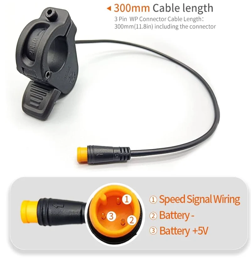 Thumb Throttle WUXING 300X Right/Left Hand Quick Disassembly Throttle for 24V 36V 48V 60V 72V Electric Bicycle