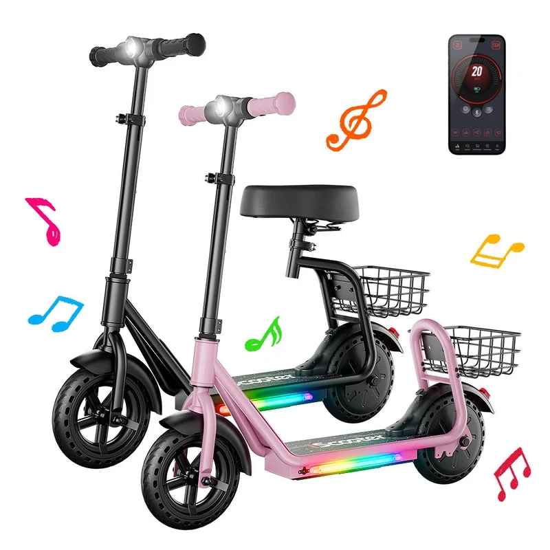 iScooter iK7 2-in-1 Kids E-Scooter with Removable Seat & Basket