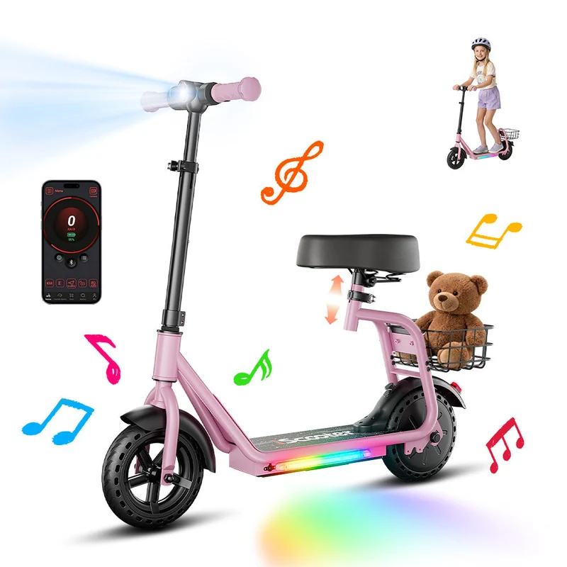 iScooter iK7 2-in-1 Kids E-Scooter with Removable Seat & Basket