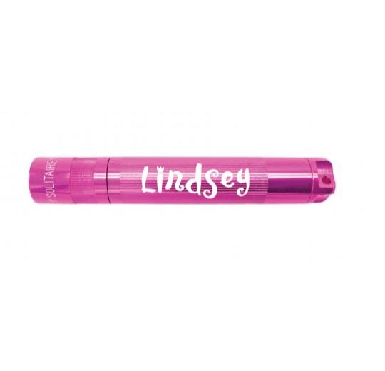 Solitaire LED Key Chain Flashlight - Pink - Custom Engraving